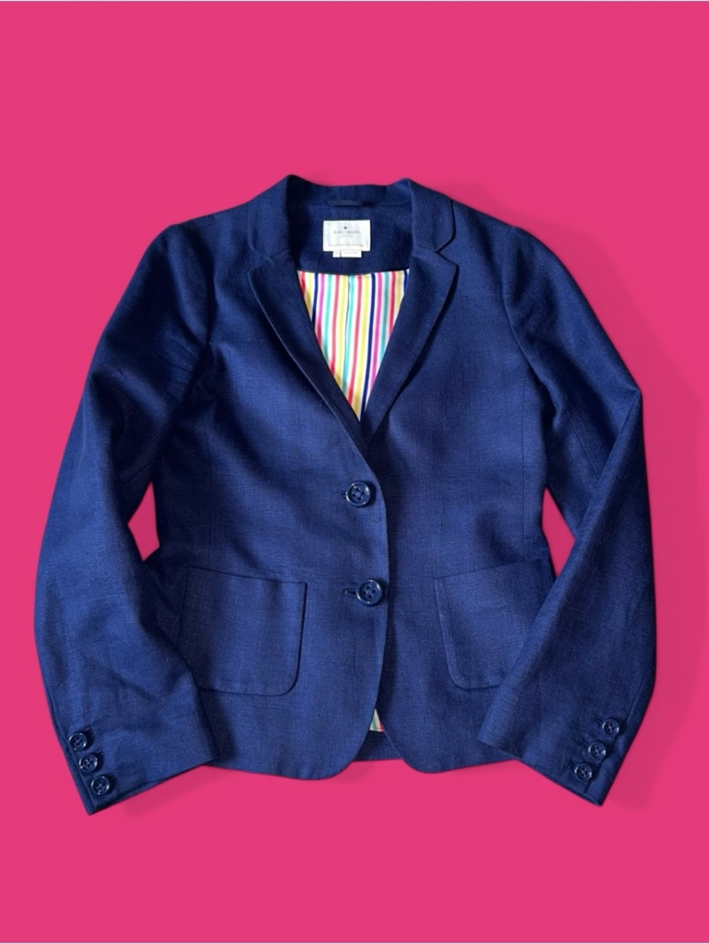 KATE SPADE New York Tami Linen Jacket Blazer French Blue Size 8 Classic Preppy
